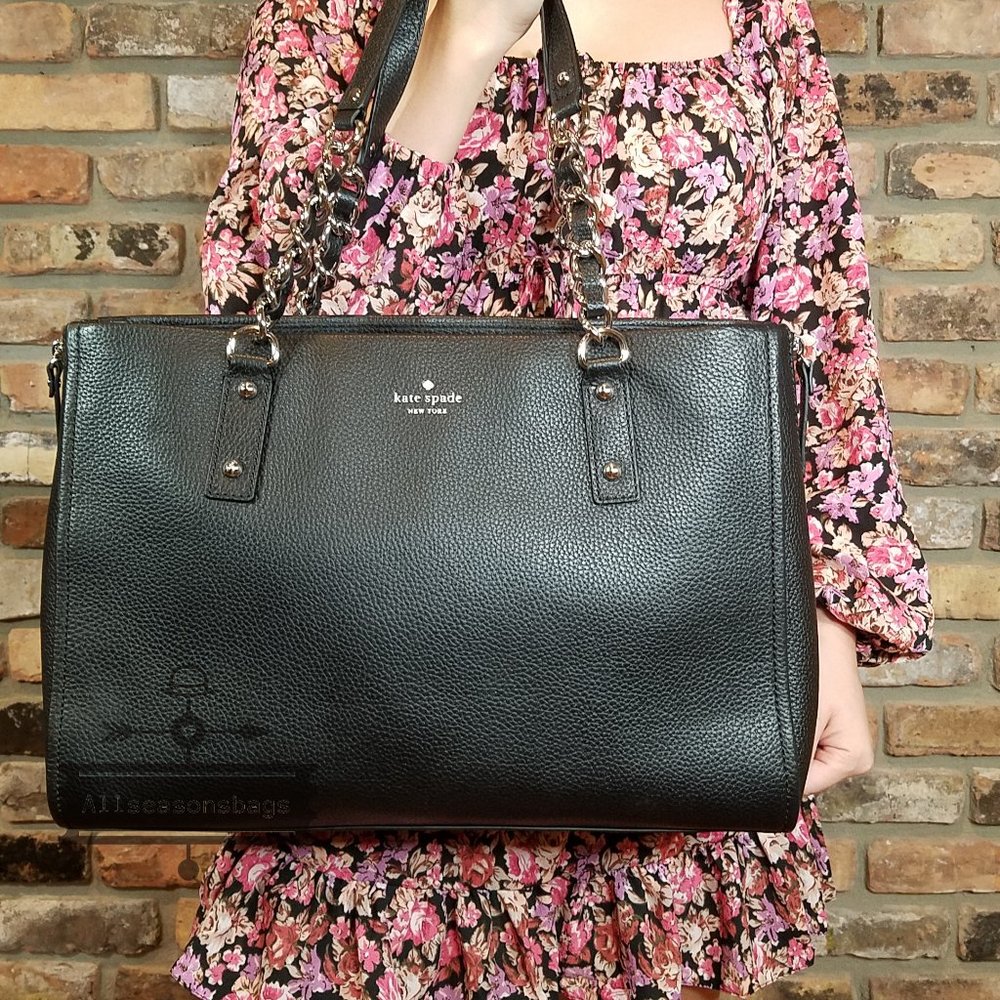KATE SPADE Andee Leather Cobble Hill Tote Black Shoulder Bag AUTHENTIC NWT